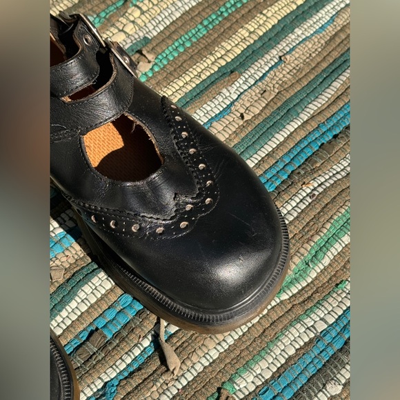 90s Vintage Made in England Doc Martens Black Mary Jane Shoes Sz 10 - Picture 2 of 11